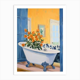 A Bathtube Full Marigold In A Bathroom 4 Art Print