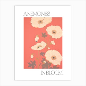 Anemones In Bloom Flowers Bold Illustration 2 Art Print