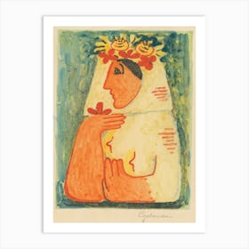 Woman With A Garland, Mikuláš Galanda Art Print