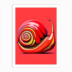 Full Body Snail Red Pop Art Art Print