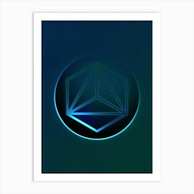 Geometric Neon Glyph on Jewel Tone Triangle Pattern 446 Art Print