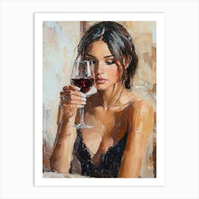 Woman Drinking Wine Art Print