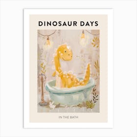 Dinosaur In The Bath Poster 3 Art Print