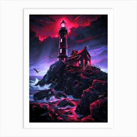 Lighthouse At Night 21 Art Print