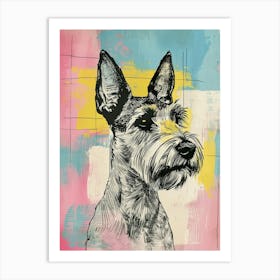 Pastel Fox Terrier Dog Line Illustration 2 Art Print