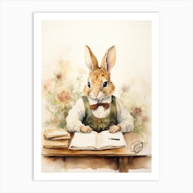 Bunny Writing Rabbit Prints Watercolour 6 Art Print