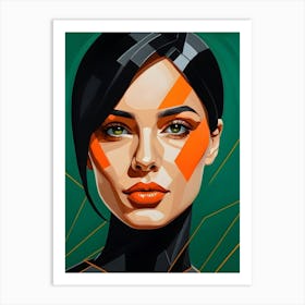 Geometric Woman Portrait Pop Art (27) Art Print