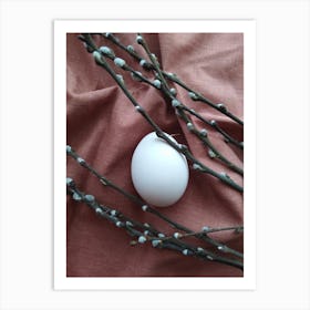 White Egg On Branches Art Print