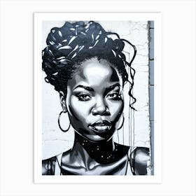 Graffiti Mural Of Beautiful Black Woman 46 Art Print