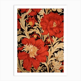 Red And Gold Floral Pattern Art Print