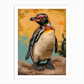 Galapagos Penguin Fernandina Island Colour Block Painting 1 Art Print