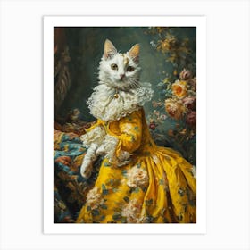 Cat In Medieval Gold Dress Rococo Inspired 3 Art Print