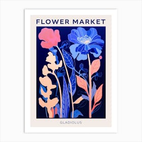 Blue Flower Market Poster Gladiolus 4 Art Print