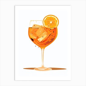 Watercolour Aperol Spritz Floral Infusion Cocktail 4 Art Print