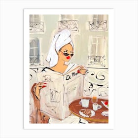 Woman Reading A Newspaper 1 Art Print