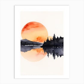 Minimalist Sunset Watercolor Painting (25) Art Print