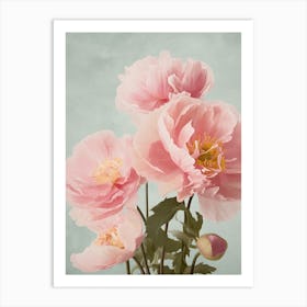 Peonies Flowers Acrylic Painting In Pastel Colours 2 Art Print