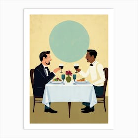 Two Men At A Dinner Table Art Print