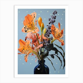 Surreal Florals Freesia 4 Flower Painting Art Print
