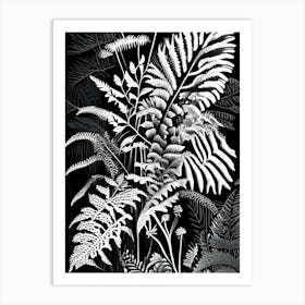 Interrupted Fern Wildflower Linocut 1 Art Print