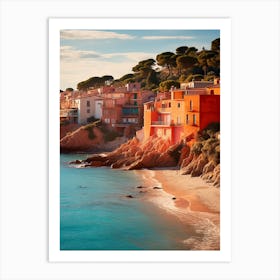 Cala Estreta Beach Costa Brava Spain Mediterranean Style Illustration 1 Art Print