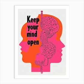 Keep Your Mind Open Graphic Wall Art 3d Vintage Unique Eclectic Art Print