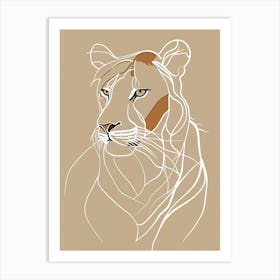 Lion Head - Boho, Line Art Art Print