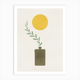 Minimalist Sun and Plant in Vase Art Print