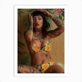 Brunelleschi Tattooed Woman In Bikini Art Print