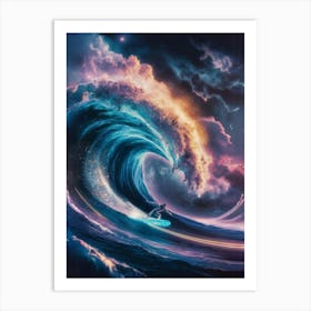 Surfer Rides A Wave Art Print