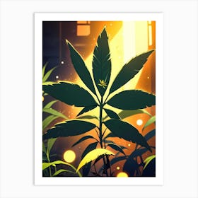 Marijuana Leaf In Front Of A Building Art Print