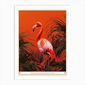 Greater Flamingo Everglades National Park Florida Tropical Illustration 3 Poster Art Print