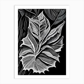 Marsh Tea Leaf Linocut 3 Art Print