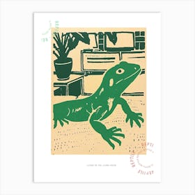 Lizard In The Living Room Block 3 Poster Art Print