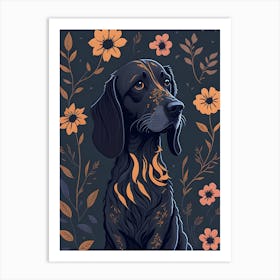 Floral Dog Portrait Boho Minimalism (10) Art Print