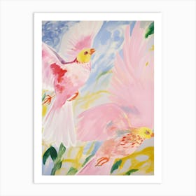 Pink Ethereal Bird Painting Finch 3 Art Print