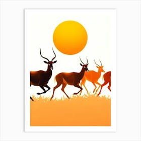 Antelopes In The Sun Art Print