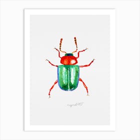 Gastrophysa polygoni, a knotweed beetle, watercolor artwork Art Print