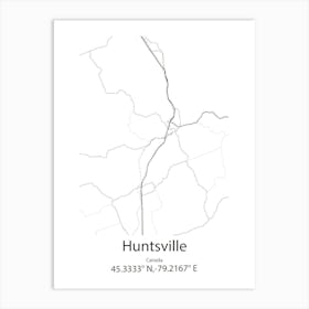 Huntsville,Canada Minimalist Map Art Print