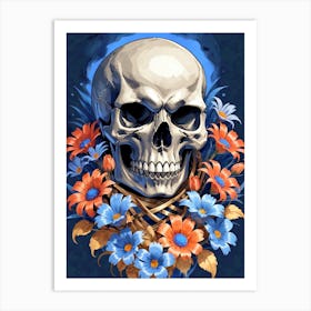 American Flag Floral Face Evil Death Skull (59) Art Print