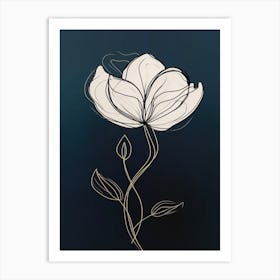 Line Art Tulips Flowers Illustration Neutral 11 Art Print