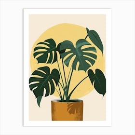 Swiss Cheese Plant Minimalist Illustration 4 Art Print