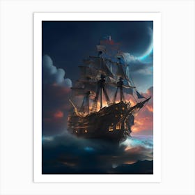 Pirate Ship In The Sky Art Print