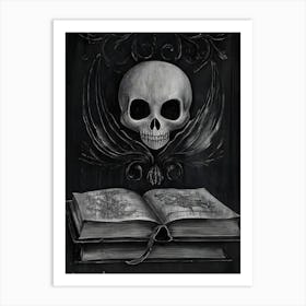 Skull And Book Art Print