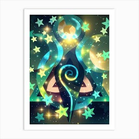 Moon And Stars Art Print