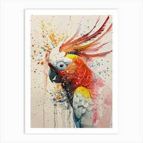 Cockatoo Colourful Watercolour 3 Art Print