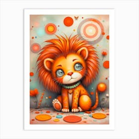 Lulu and the Dance of Colors: A Female Lion Cub Art Art Print