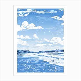 A Screen Print Of Fistral Beach Cornwall 1 Art Print