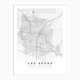 Las Vegas Nevada USA White Map Poster