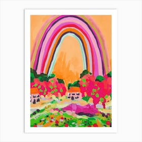 Countryside Rainbow On Orange 1 Art Print